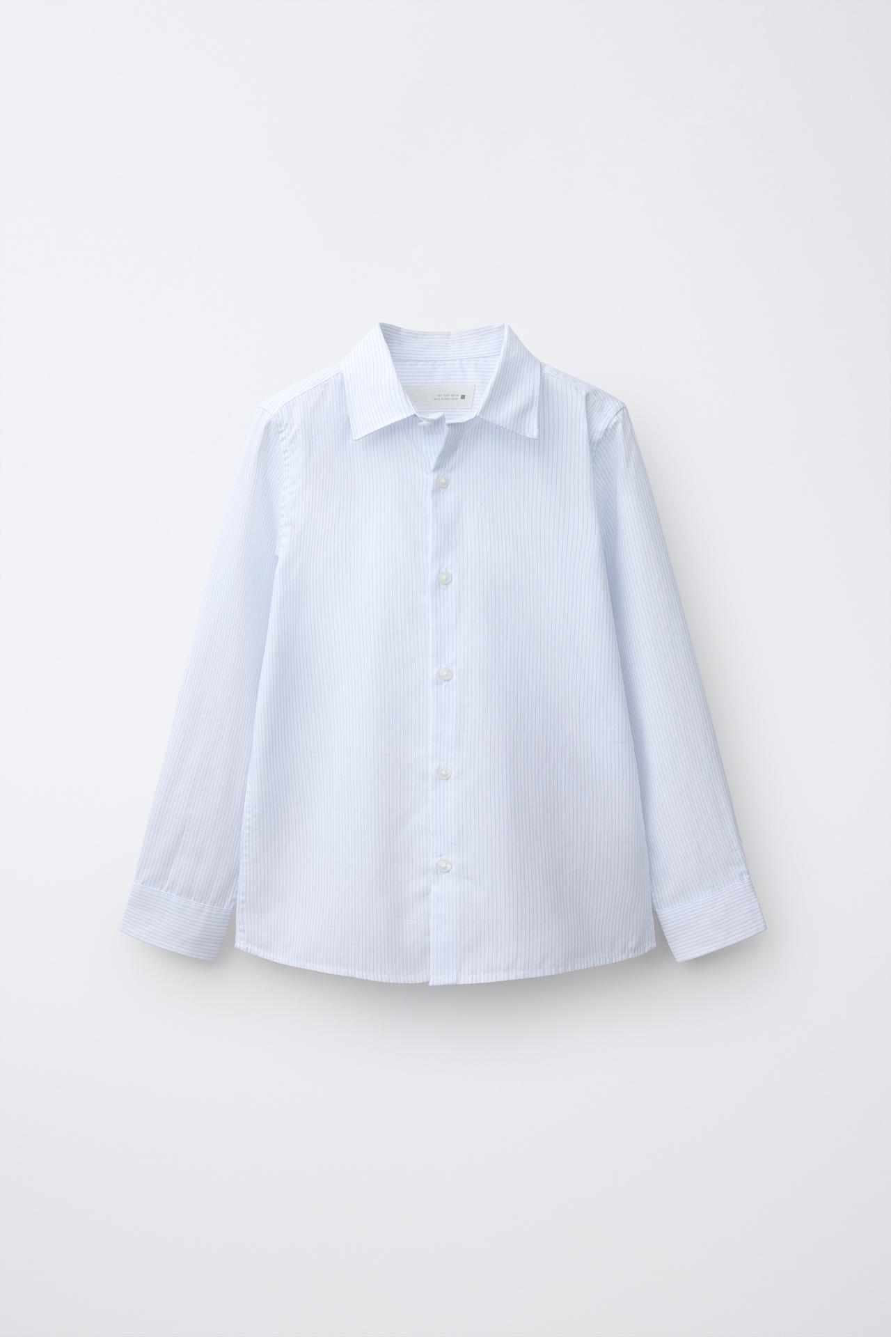 STRIPED SUIT SHIRT — Sky blue