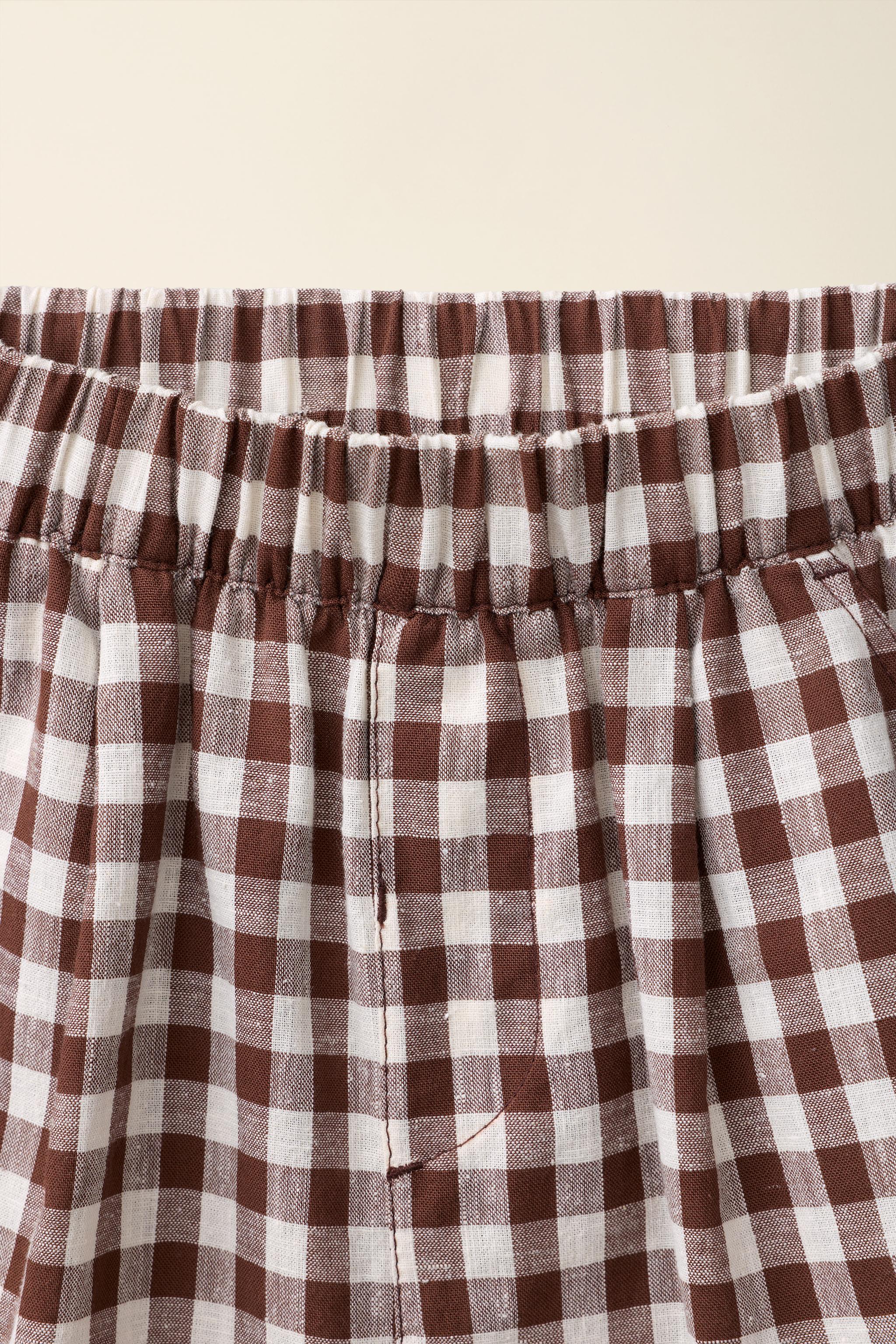 COTTON LINEN GINGHAM SHORTS CREATED BY CARAMEL LONDON X ZARA
