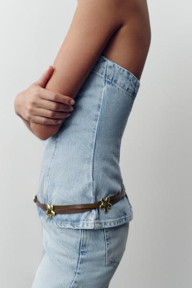 TOP Z1975 EN JEAN BUSTIER - Bleu clair de Zara - Image 3