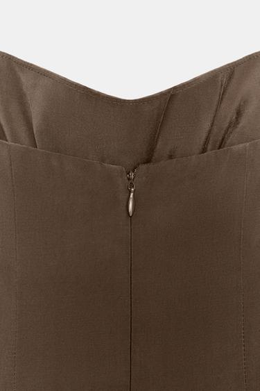 VESTIDO MIDI FLUIDO HALTER VOLUMEN - Chocolate de Zara