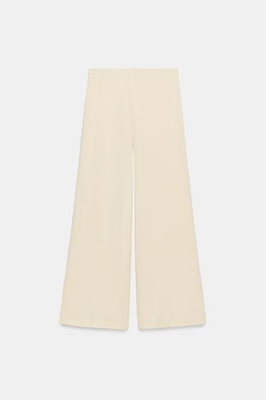 PANTALÓN PALAZZO FLUIDO - Mantequilla de Zara