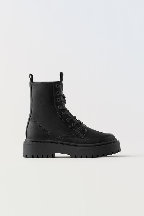 LACED ANKLE BOOTS - Black | ZARA United States