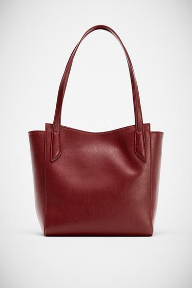 Zara MINI SHOPPER WITH STITCHED STRAPS - Red
