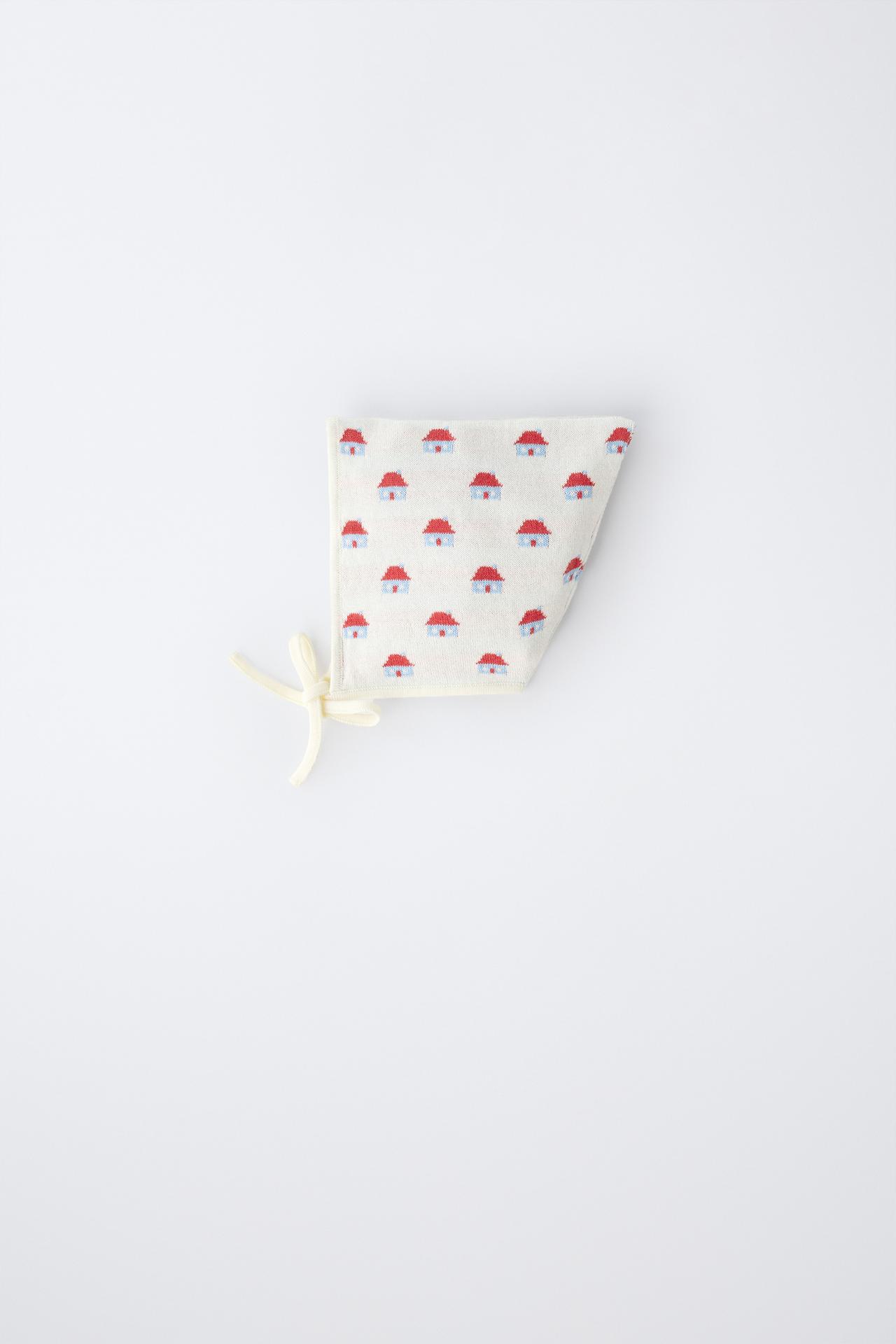 HOUSE JACQUARD KNIT BONNET — Ecru