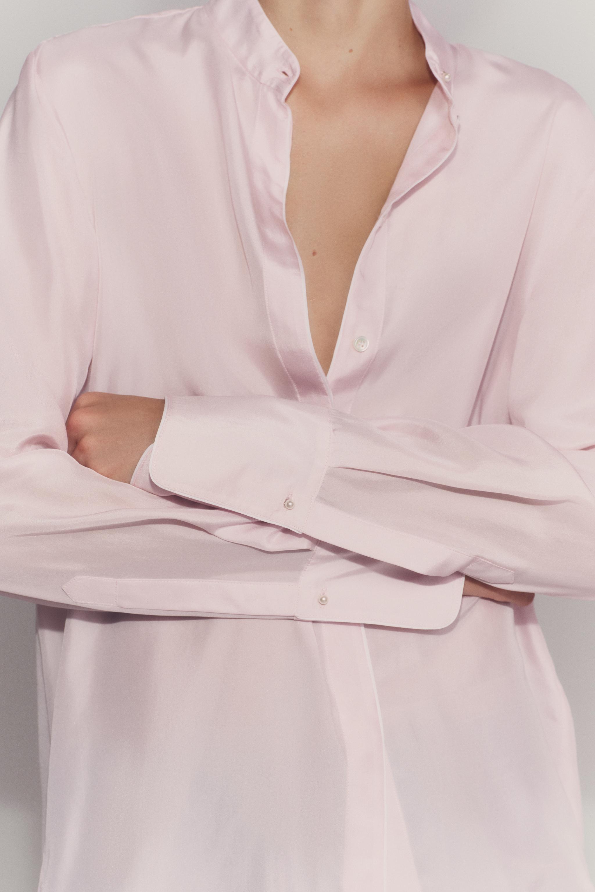 Женские рубашки Zara CONTRASTING SILK ZW COLLECTION SHIRT — фото 6