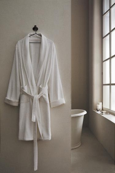 KATOENEN BADJAS MET APPLICATIE STOF - Wit van Zara