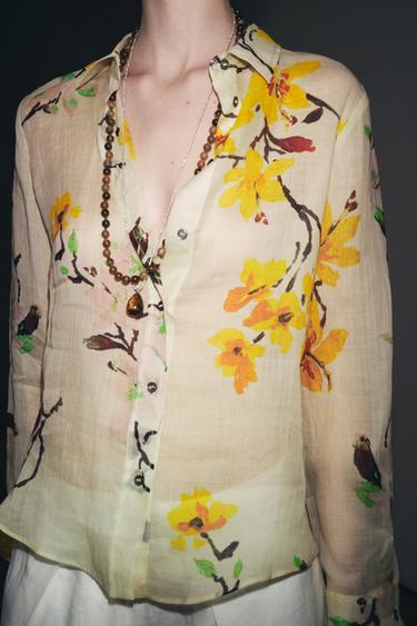 CHEMISE RAMIE FLEURS ZW COLLECTION - Écru de Zara - Image 7