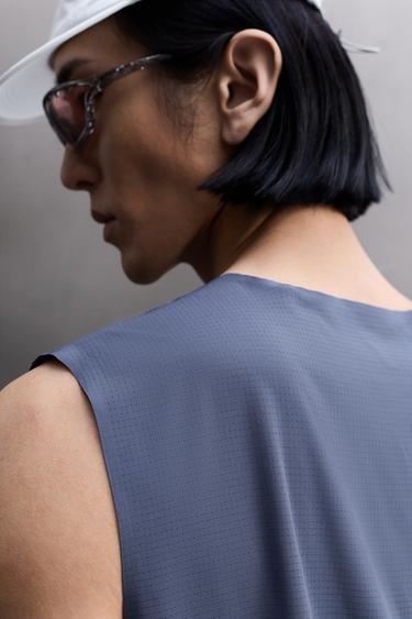 RUNNING PERFORATED TANK TOP - Mid-blue by Zara - Image 4
