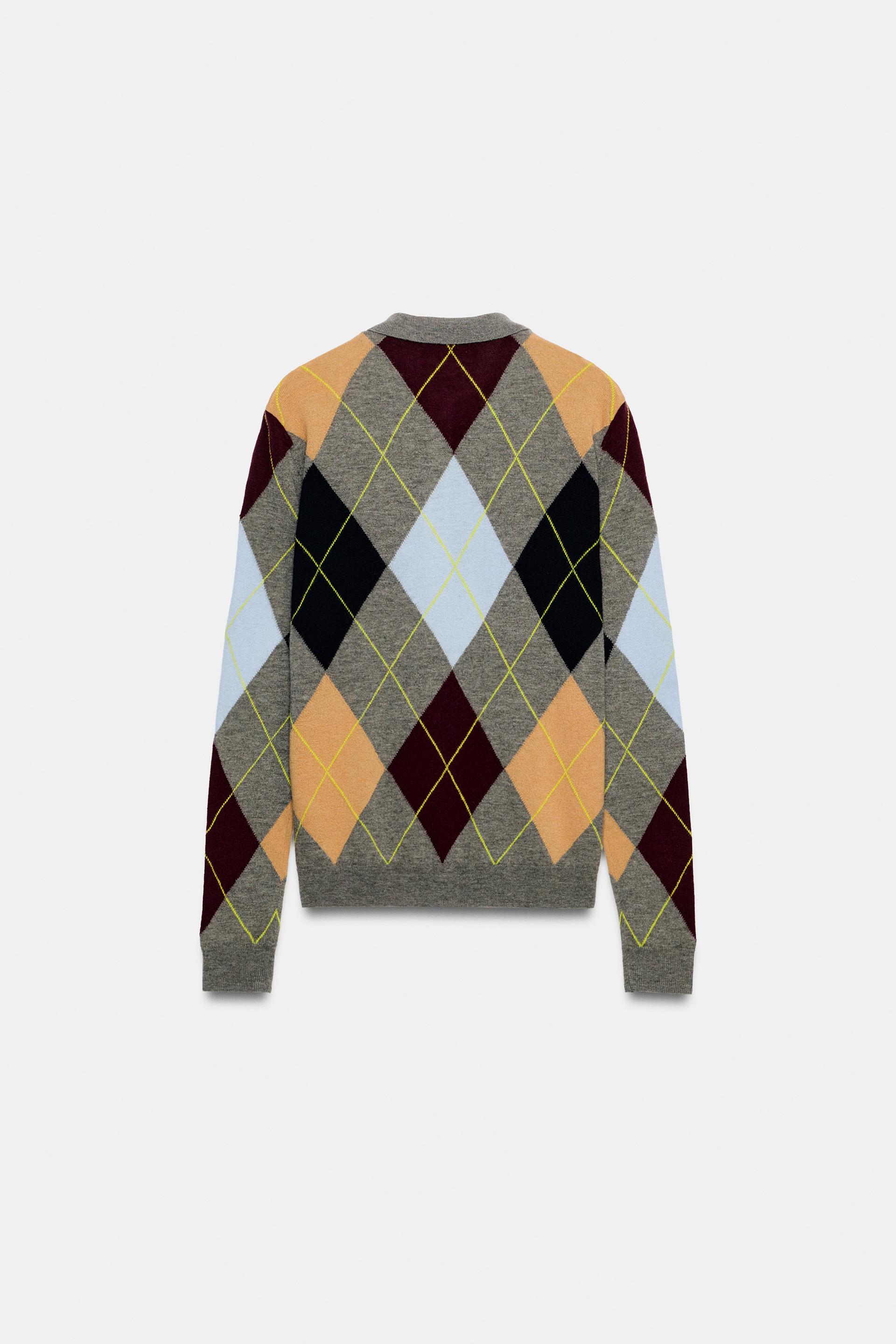100% WOOL ARGYLE POLO SWEATER thumbnail 5