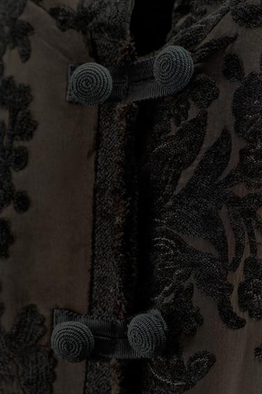 MANTEAU JACQUARD VELOURS ZW COLLECTION LIMITED EDITION - Noir de Zara - Image 4