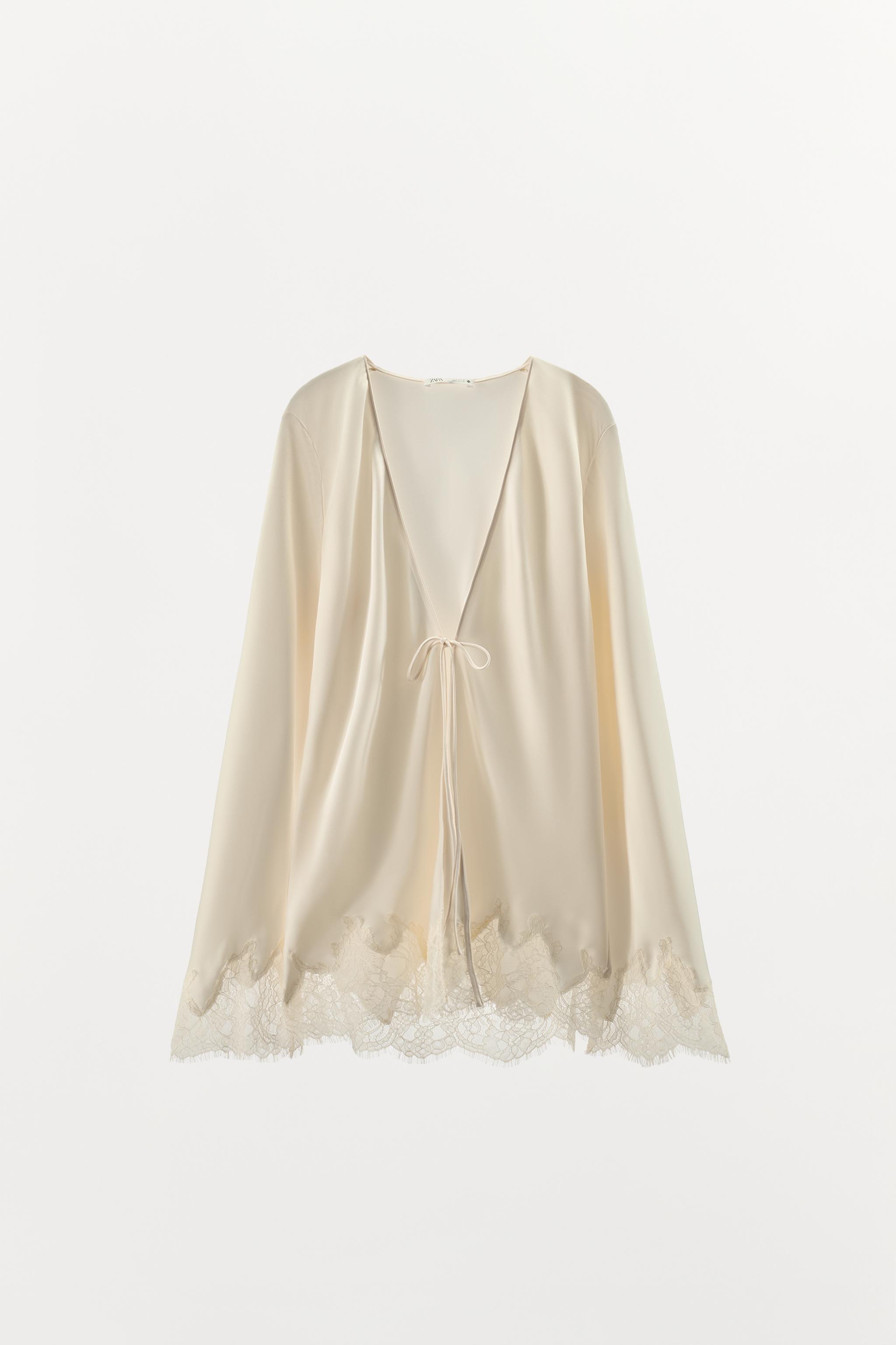 SATIN EFFECT LACE-UP SHIRT