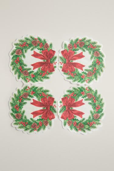 CHRISTMAS WREATH PAPER NAPKIN PACK (PACK OF 20) — Green 2