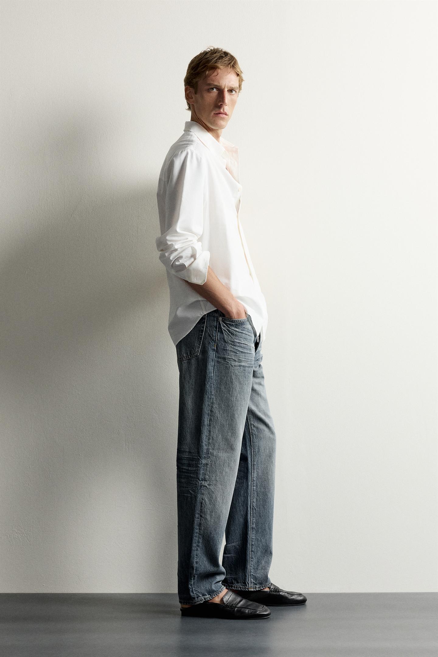 Мужские джинсы Zara Straight Fit, цвет: Синий / Зелёный — фото 4