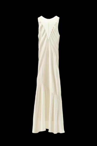 LONG COMBINED SATIN DRESS - Light ecru by Zara - Image 0