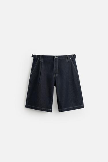 BELTED BAGGY FIT DENIM BERMUDA SHORTS - Blue by Zara - Image 6