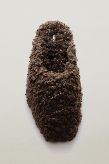 FAUX SHEARLING MULE SLIPPERS — Brown 1