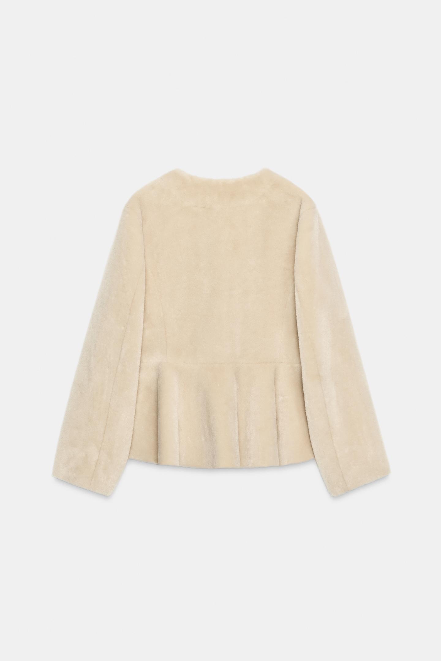 Женская куртка Zara Faux Fur Peplum, цвет: Экрю — фото 5
