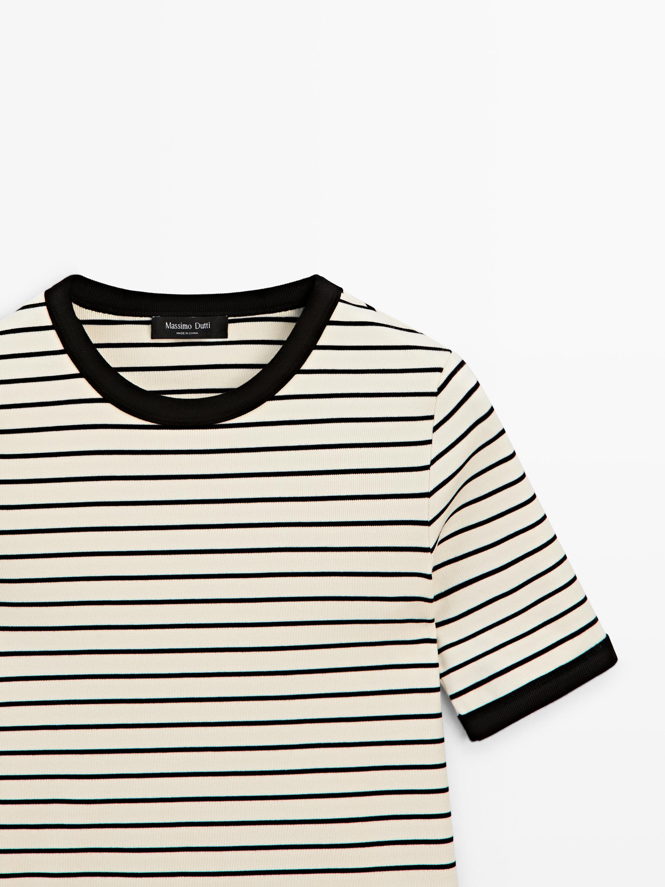 T-shirt à manches courtes rayures contrastantes