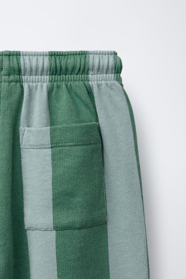 PANTALON EN MOLLETON STYLE JUPE-CULOTTE À RAYURES - Raie verte de Zara - Image 3