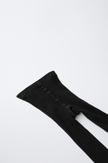 UNIFARBENE RIPPSTRICK-STRUMPFHOSE - Schwarz von Zara