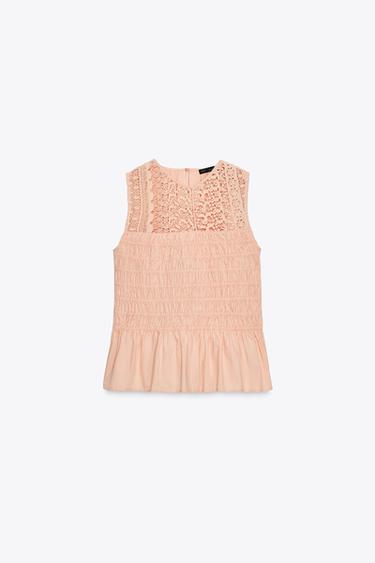 TOP À ÉLASTIQUES ET VOLANT - Mandarine de Zara - Image 6