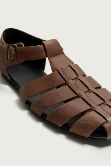 SANDALES STYLE PÊCHEUR EN CUIR - Marron de Zara - Image 6