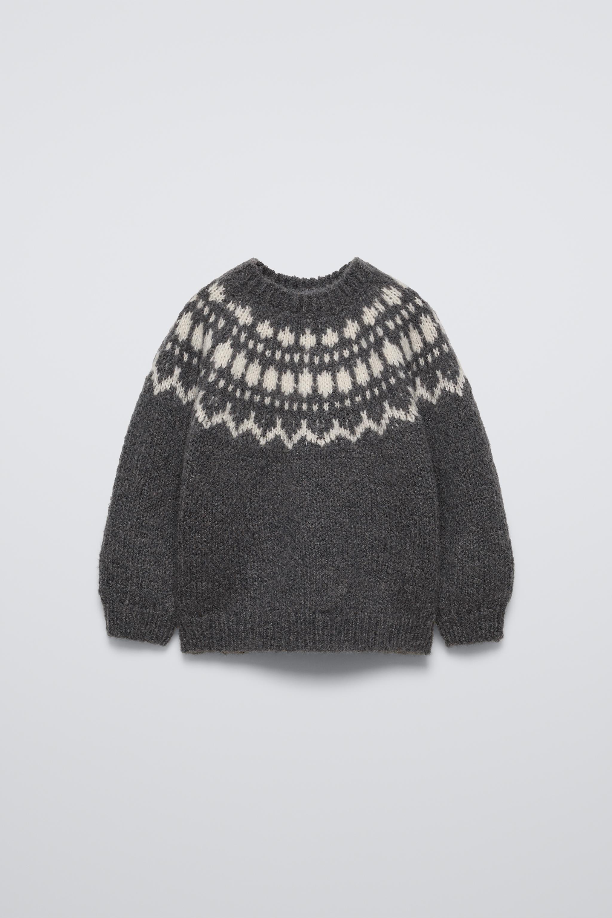 JACQUARD KNIT SWEATER Anthracite grey ZARA United Kingdom