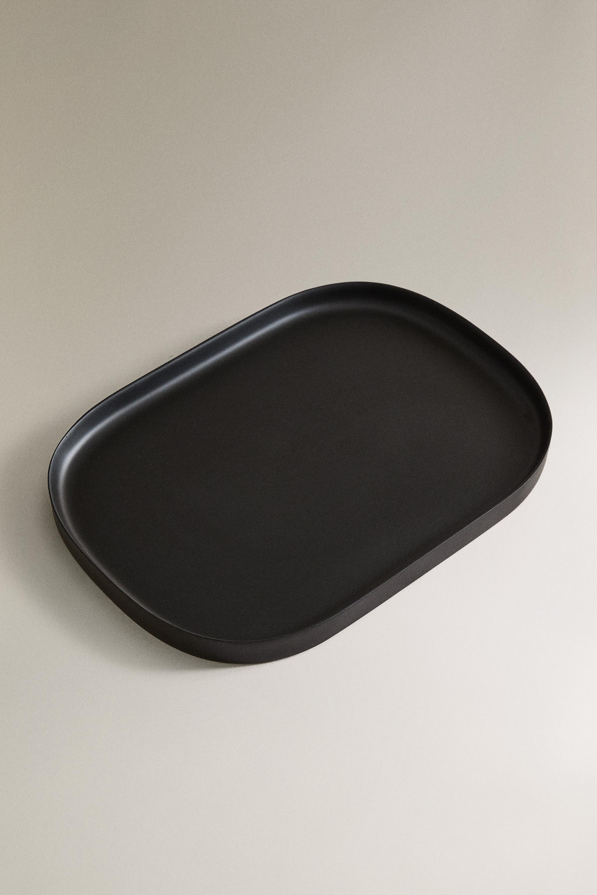 LARGE BLACK RESIN BATHROOM TRAY — Black