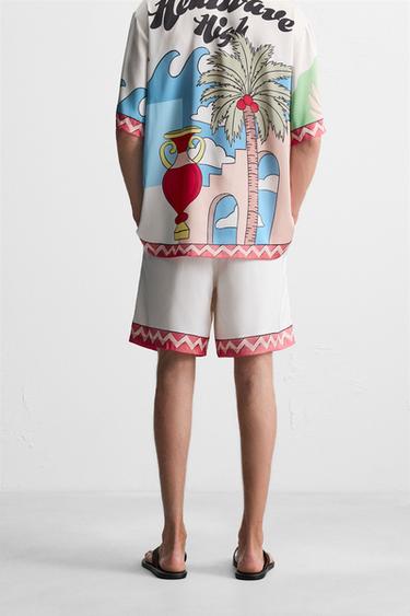 CONTRAST TRIM SATIN BERMUDA SHORTS - Pink by Zara - Image 2