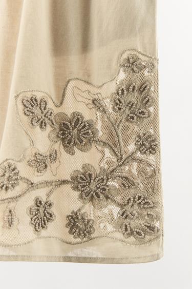 EMBROIDERED BEAD BERMUDA SHORTS - Beige by Zara - Image 6
