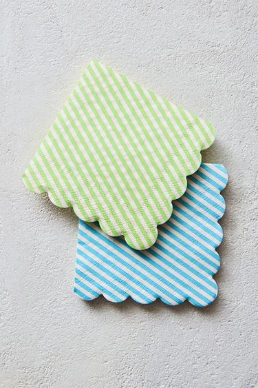 PACK OF STRIPED PAPER NAPKINS (PACK OF 30) - Green / Blue by Zara