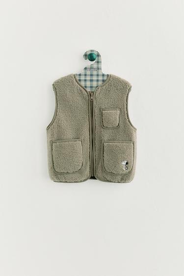 Zara SNOOPY PEANUTS™ SHEARLING VEST - Light beige