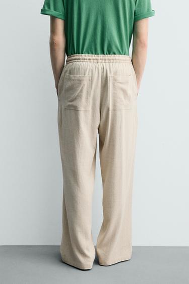 RELAXED FIT VISCOSE - LINEN TROUSERS - Light beige by Zara - Image 2