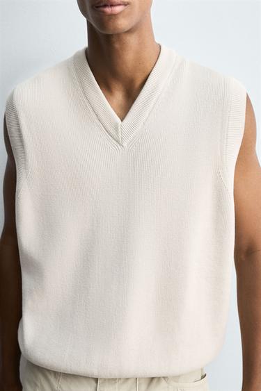 COTTON KNIT WAISTCOAT - Stone by Zara - Image 4