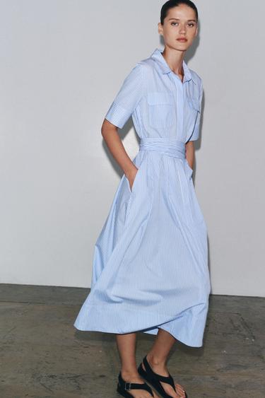 ROBE CHEMISE EN POPELINE ZW COLLECTION - rayures de Zara - Image 1