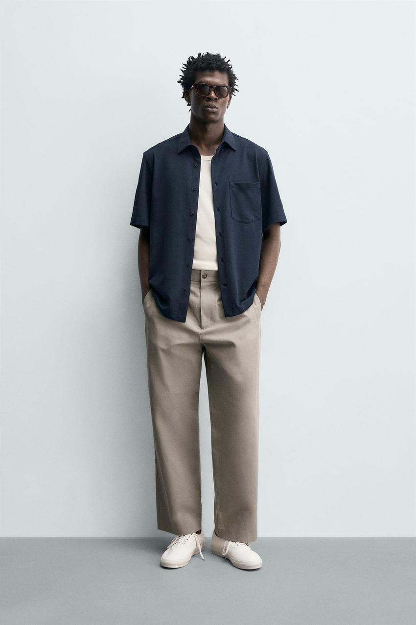 dark blue dress shirt with khaki pants COMPACT SHIRT Shirt Khaki – ISSEY MIYAKE EU
