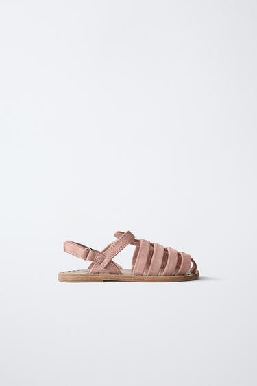 LEATHER CAGE SANDALS - Pink by Zara