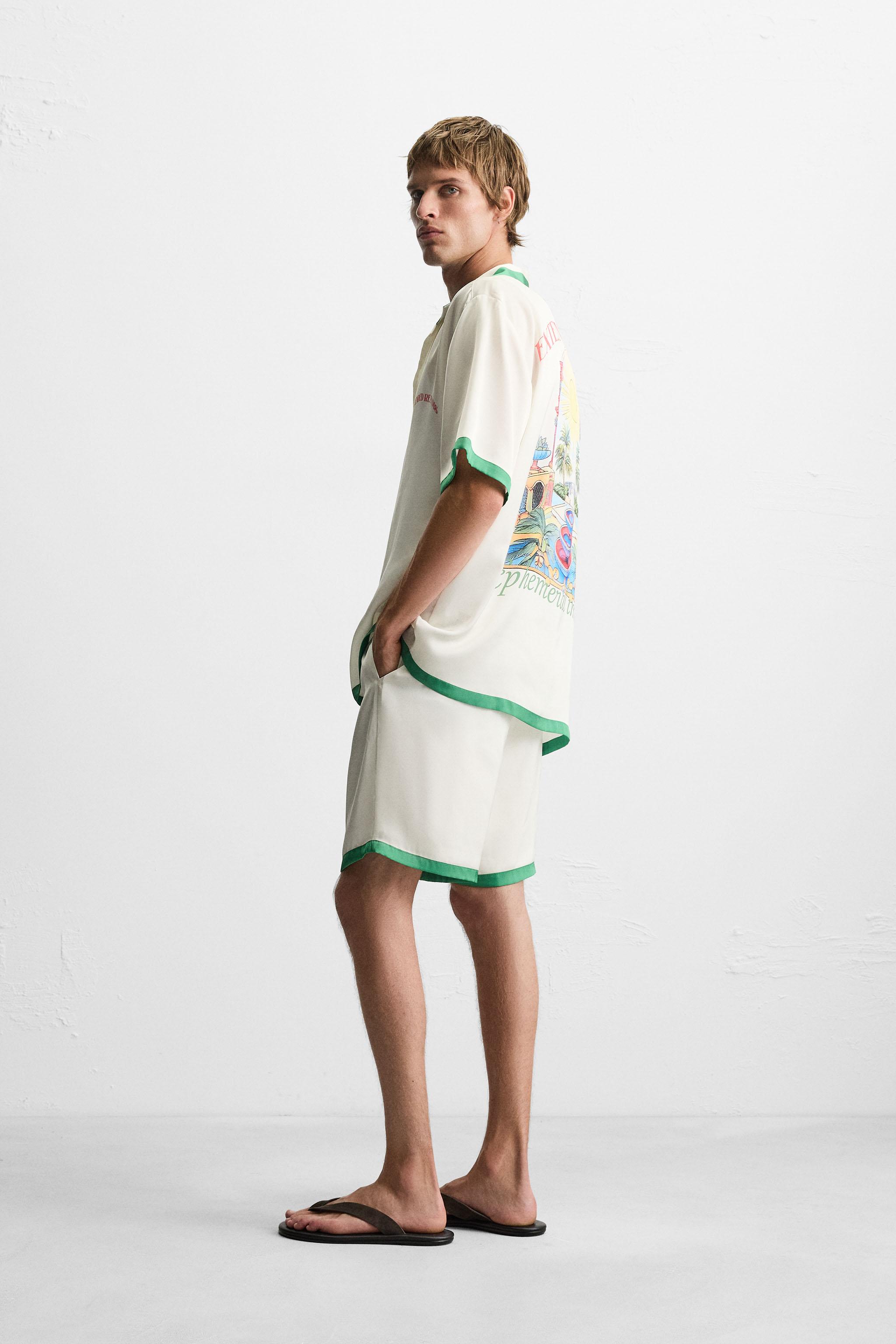 CONTRAST STRIPE SATIN SHIRT