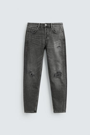 RIPPED SKINNY FIT JEANS - Grey by Zara