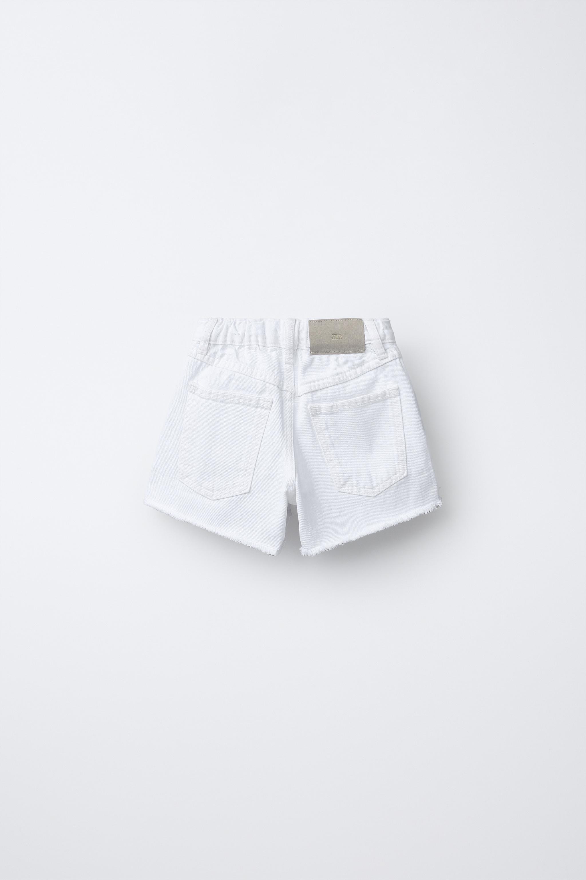 RIPPED DENIM BERMUDA SHORTS - White | ZARA Singapore