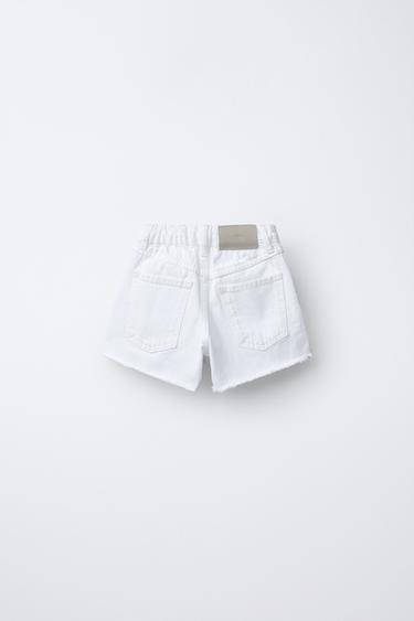 BERMUDA EN DENIM DÉCHIRÉ - Blanc de Zara - Image 1