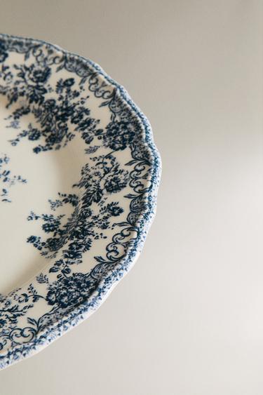 FLORAL EARTHENWARE DINNER PLATE - Blue by Zara - Image 2