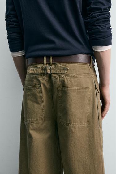 PANTALON COUPE LARGE À PASSANT - Kaki de Zara - Image 6
