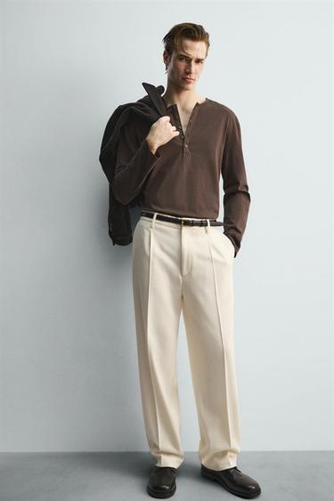LIMITED EDITION FLANNEL PLEATED TROUSERS - White by Zara - Image 5