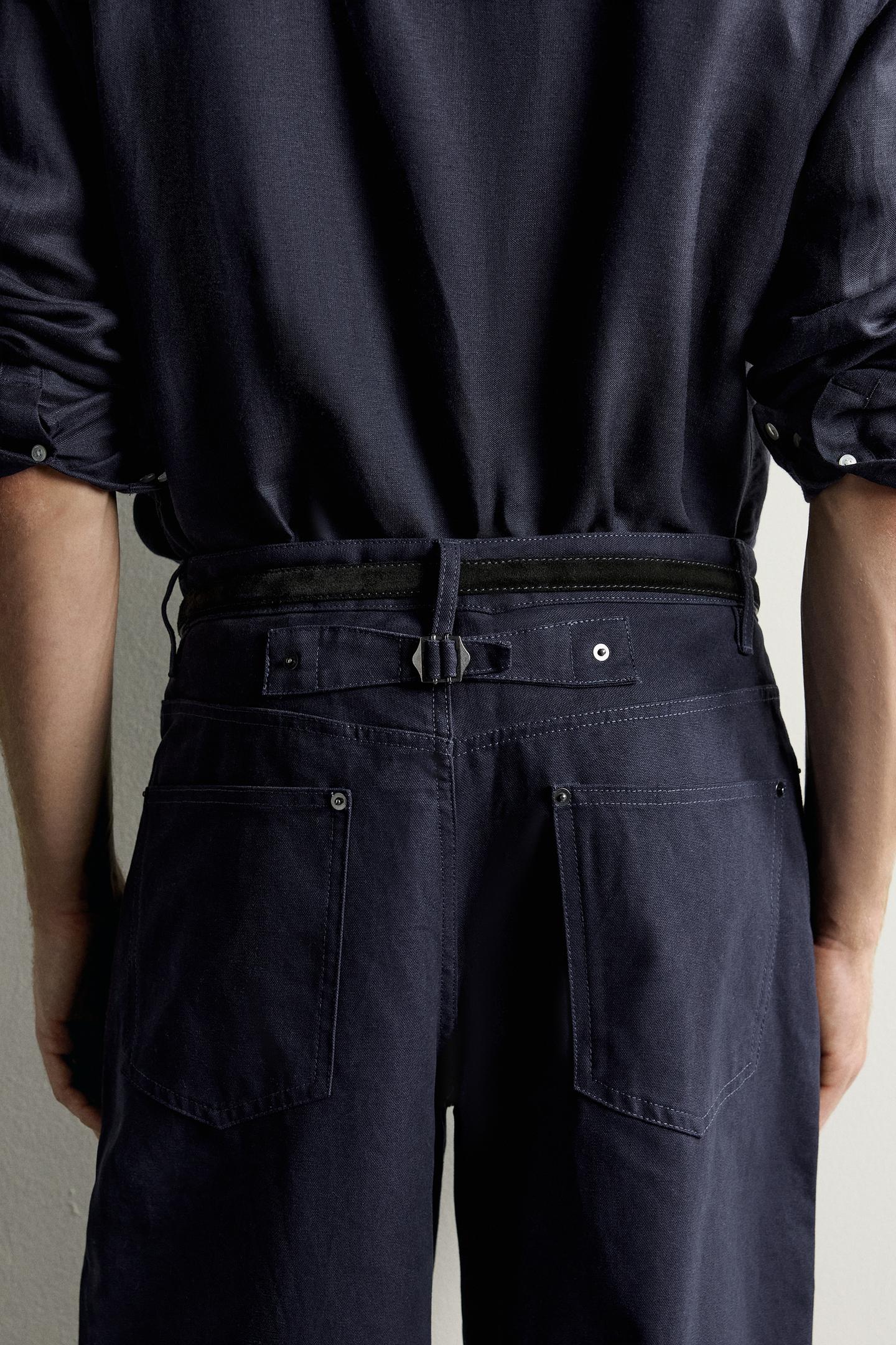 Мужские брюки Zara Relaxed Fit Pants with Tab, цвет: Тёмно-синий — фото 6