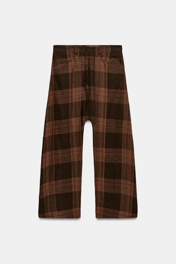 Pantalon de lino con cuadros