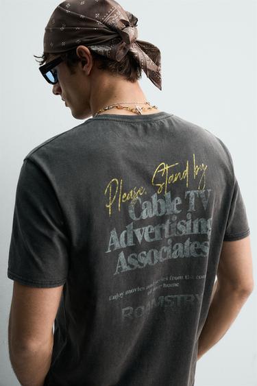WASHED T-SHIRT WITH CONTRAST SLOGANS - Light grey by Zara - Image 5