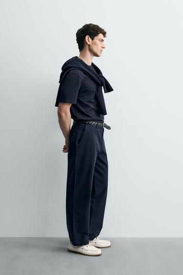 MEDIUM WEIGHT SHORT SLEEVE T-SHIRT - Navy blue by Zara - Image 3