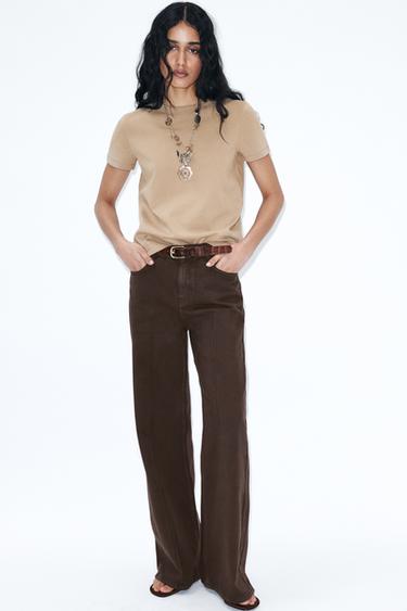 CAMISETA INTERLOCK MANGA CORTA - Beige de Zara