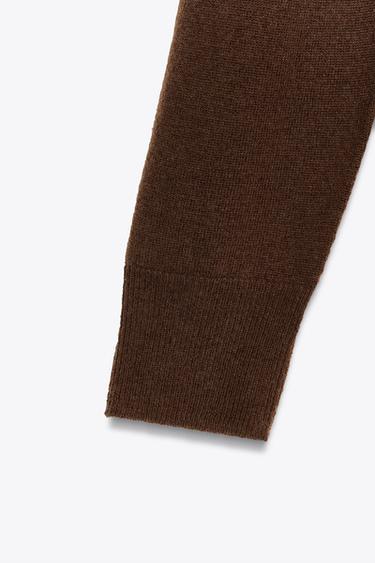 100% EXTRA-SOFT WOOL V-NECK JUMPER - Brown by Zara - Image 6